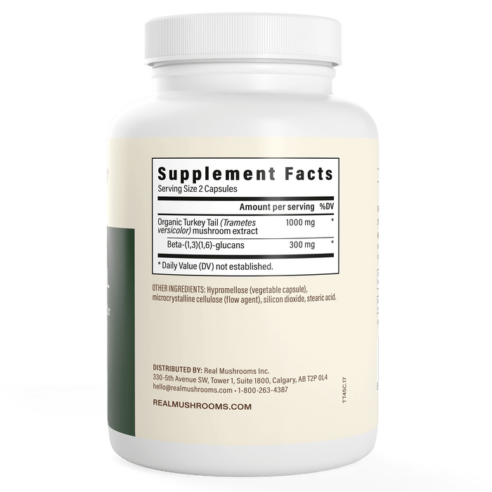 Real Mushrooms Turkey Tail Organic Mushroom Capsules 45 Servings