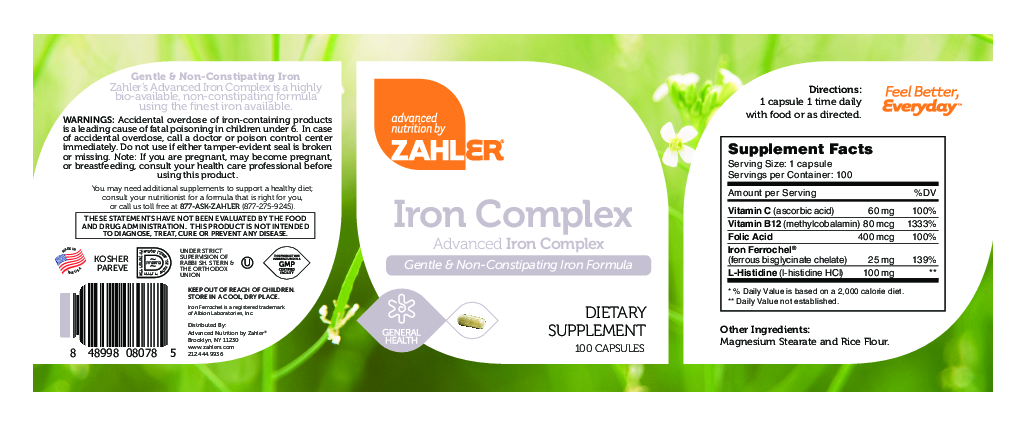 Advanced Nutrition by Zahler Iron Complex 100 caps
