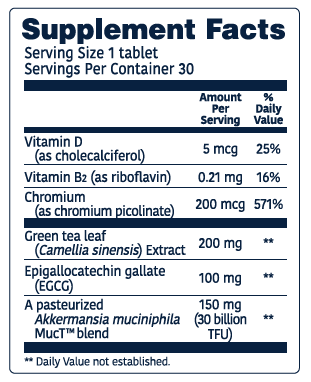 The Akkermansia Company Healthy Weight with Glucose Control 30 Once Daily Tablets