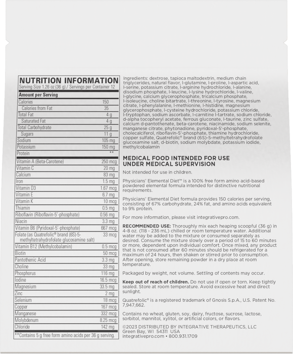 Integrative Therapeutics Physicians Elemental Diet Powder