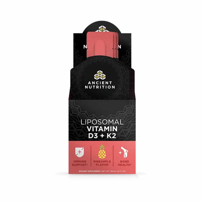 Ancient Nutrition Liposomal D3 + K2 Vitamin Gel, Pineapple - 12Gel Packs