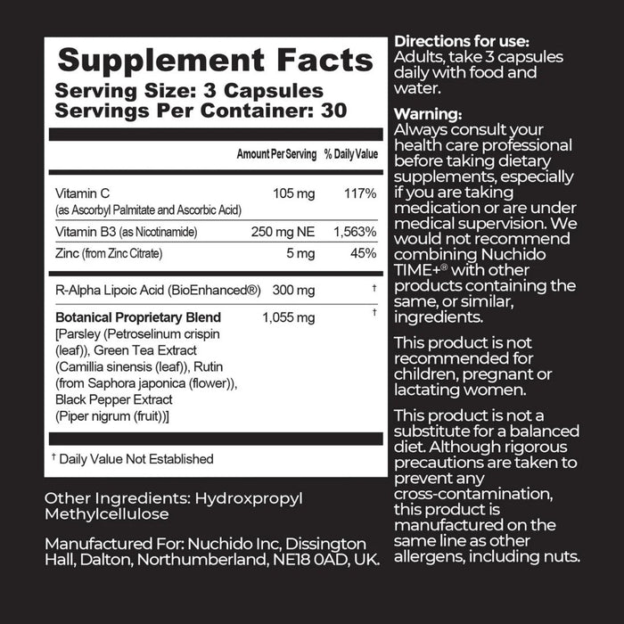 Nuchido Time+ Cellular Level Boost To Reverse Aging - 90 count