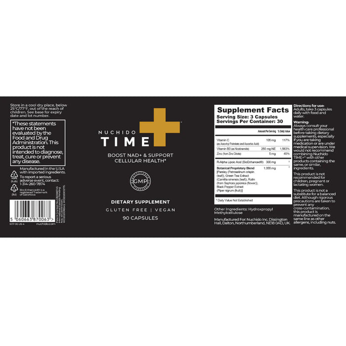 Nuchido Time+ Cellular Level Boost To Reverse Aging - 90 count