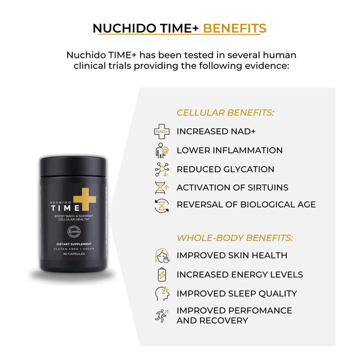 Nuchido Time+ Cellular Level Boost To Reverse Aging - 90 count