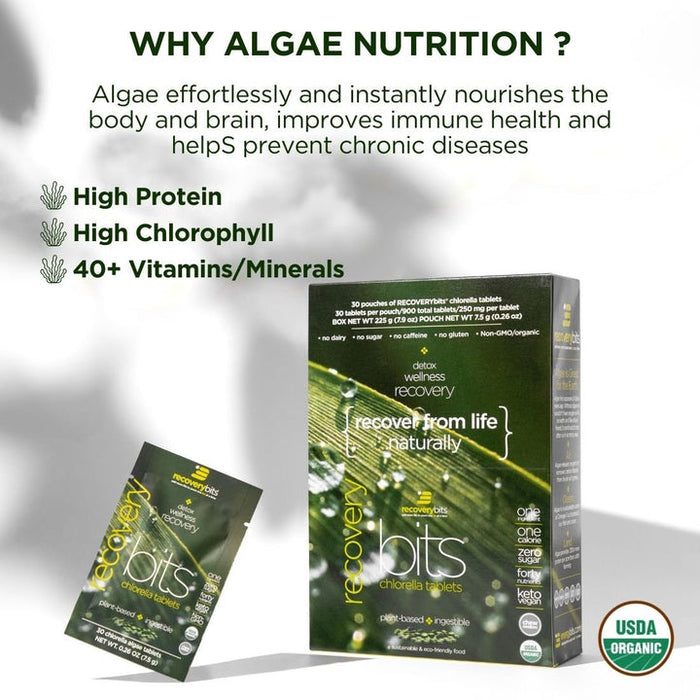 RECOVERYbits® Chlorella Large Box 30 Serving Pouches
