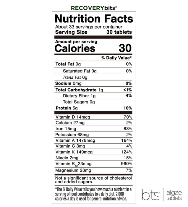 RECOVERYbits® Chlorella Large Box 30 Serving Pouches