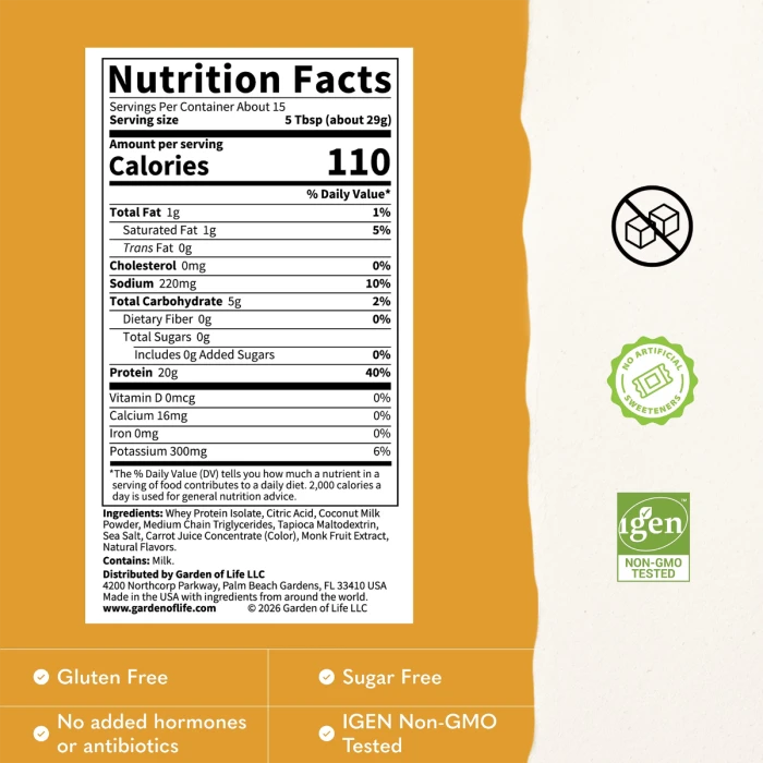 Garden of Life Clear Whey Protein, Mango Mist, 15.3 oz