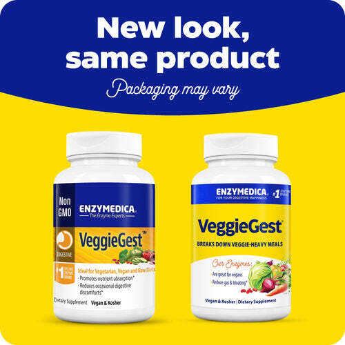 Enzymedica VeggieGest Enzymes for Plant-Based Diets 60 Capsules