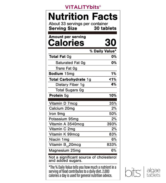 VITALITYbits® Spirulina/Chlorella Large Box 30 Serving Pouches