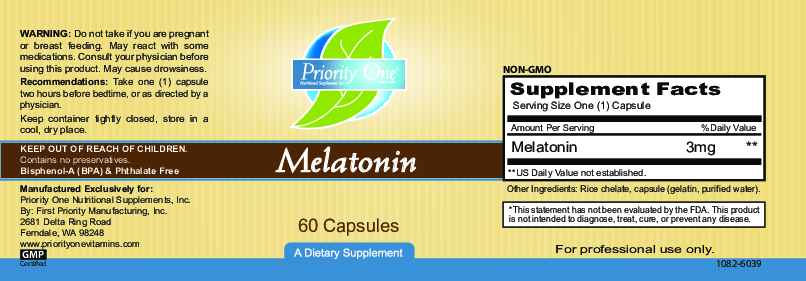 Priority One Vitamins Melatonin 3 mg 60 caps