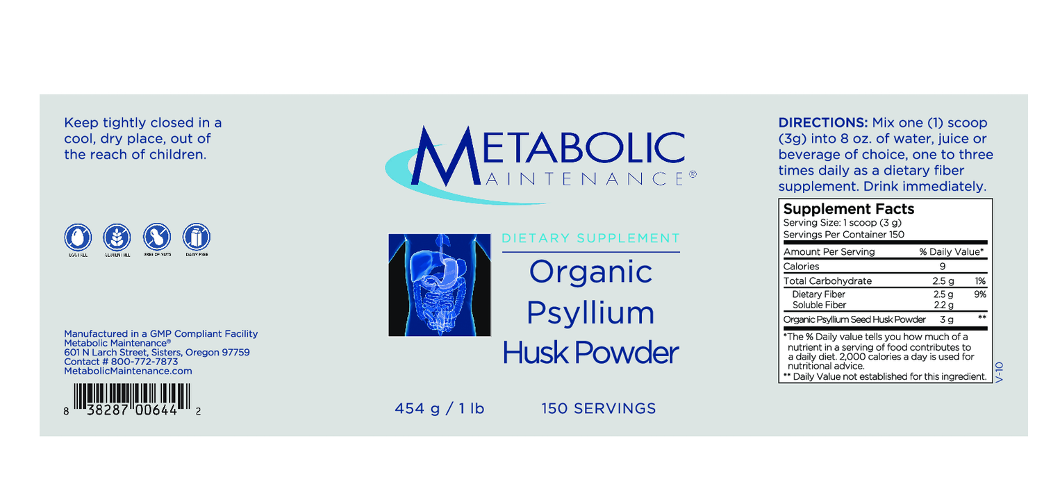Metabolic Maintenance Organic Psyllium Husk Powder 454 gms