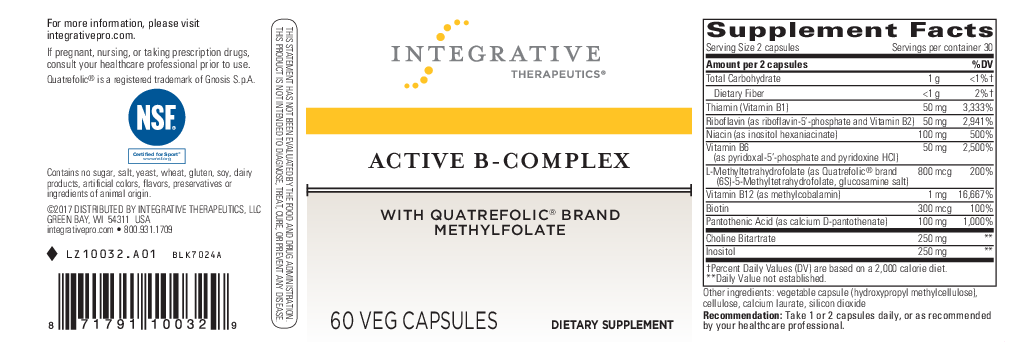 Integrative Therapeutics Active B Complex 60 vcaps