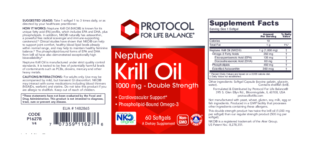 Protocol For Life Balance Neptune Krill Oil 1000 mg 60 softgels