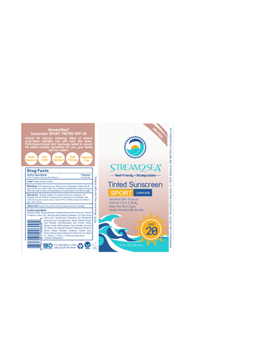 Stream2Sea Eco-Tinted Sunscreen SPF 20 3 oz