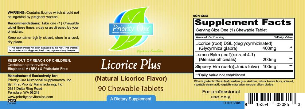 Priority One Vitamins Licorice Plus Chewable 90 tabs