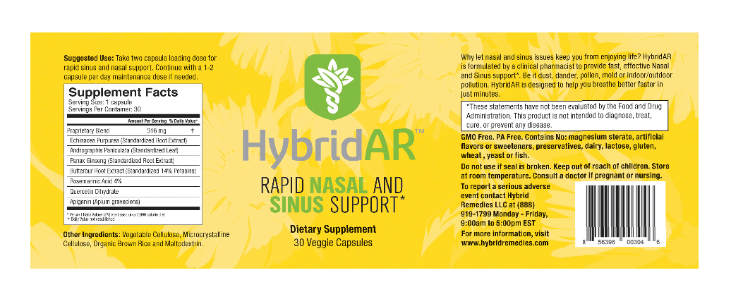 Hybrid Remedies HybridAR Rapid Nasal & Sinus 30 vegcaps