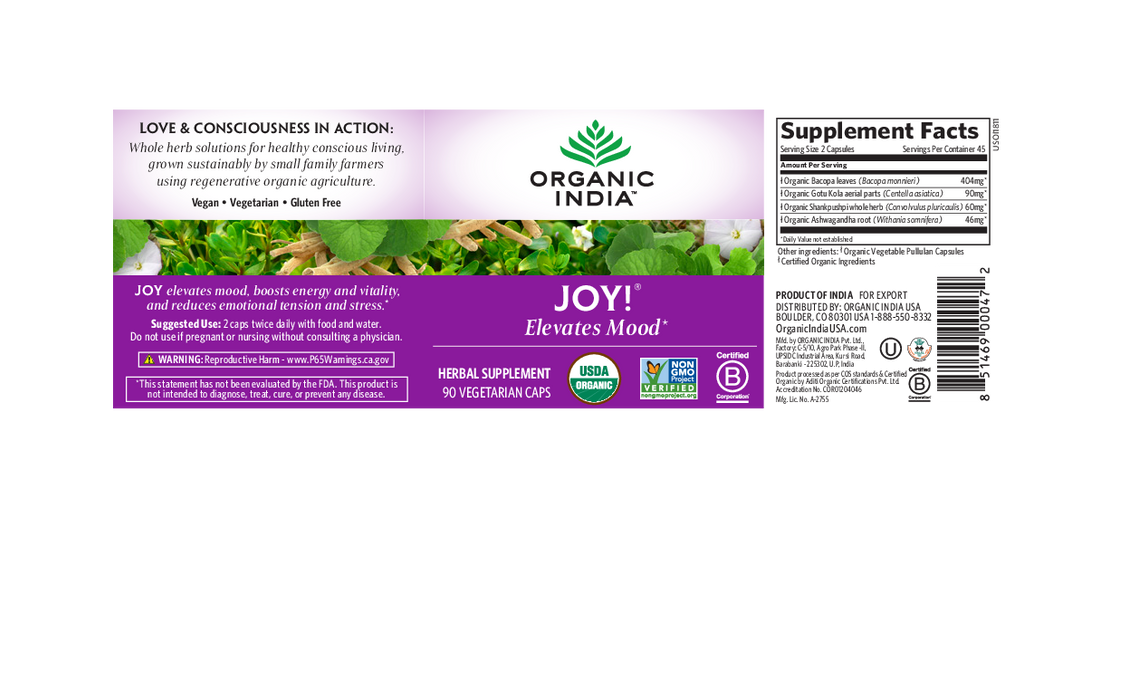 Organic India Joy! 90 vegcaps