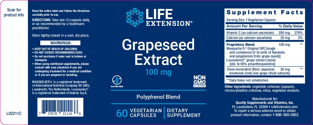 Life Extension Grapeseed Extract 100 mg 60 vegcaps