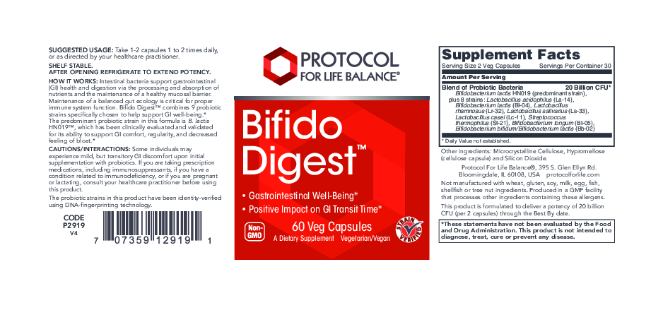 Protocol For Life Balance Bifido Digest  60 vcaps