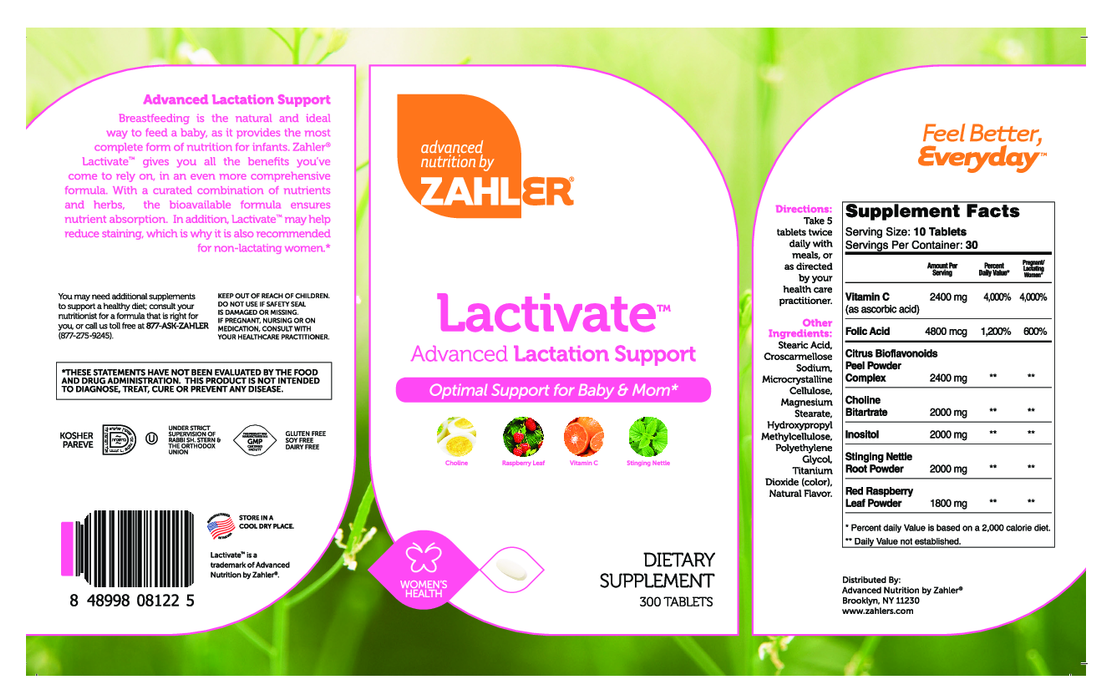 Advanced Nutrition by Zahler Lactivate 300 tabs