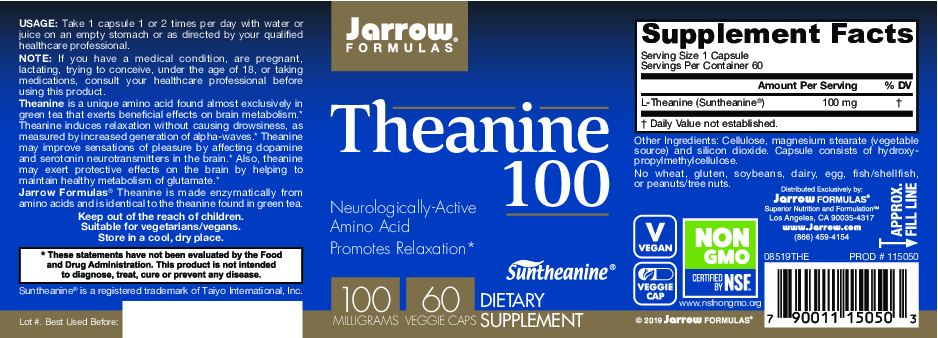 Jarrow Formulas Theanine 100 60 caps