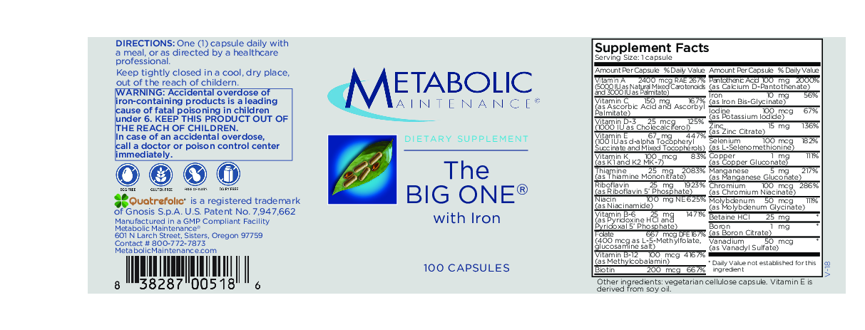 Metabolic Maintenance The Big One with Iron 100 caps