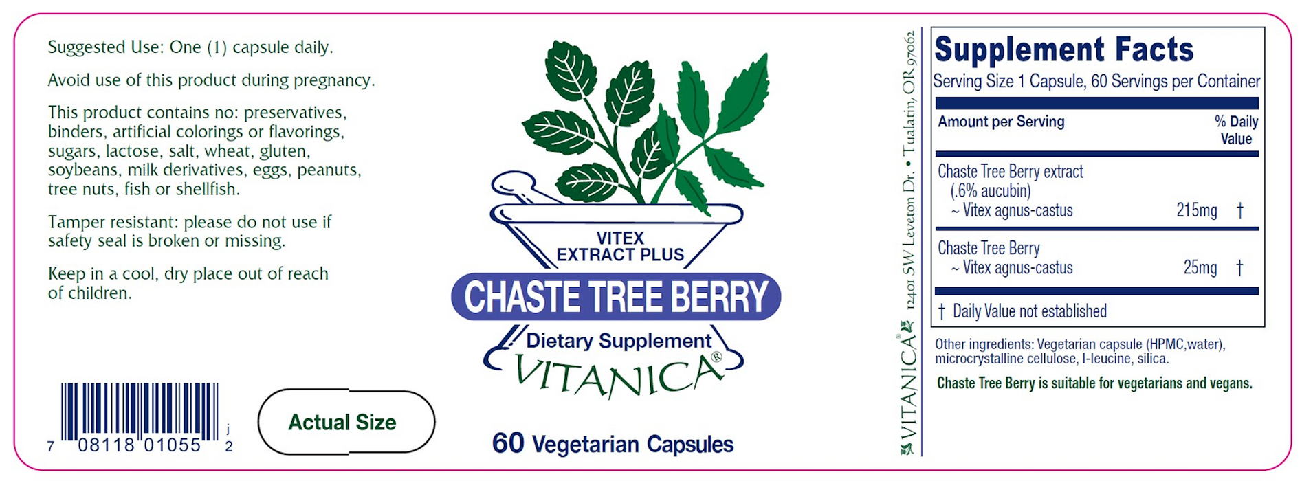 Vitanica Chaste Tree Berry 60 vegcaps