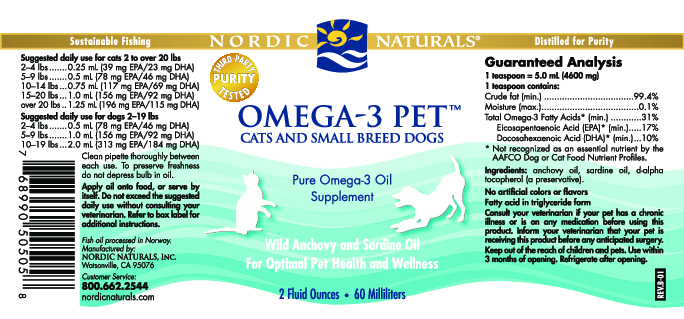 Nordic Naturals Omega-3  Pet 2 fl oz Sm. Cats & Dogs