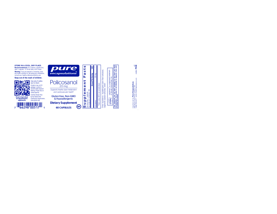 Pure Encapsulations Policosanol 20 mg