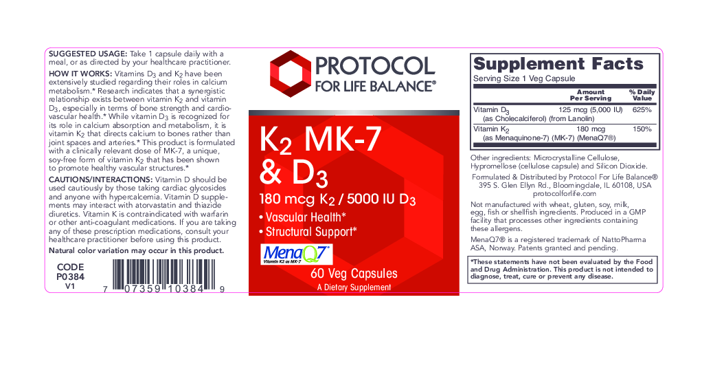 Protocol For Life Balance K2 MK-7 & D3  60 vegcaps