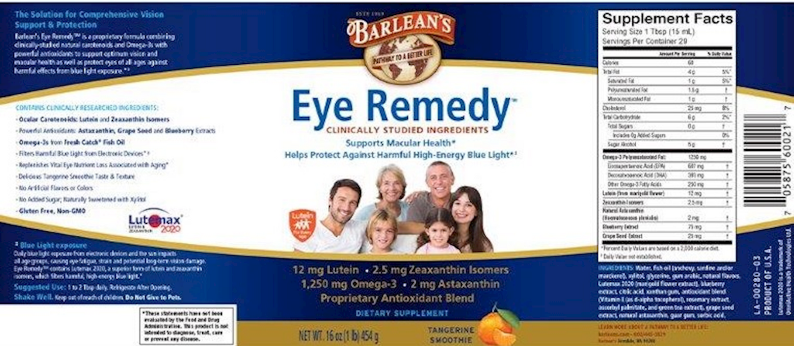 Barlean's Organic Oils Eye Remedy Tangerine Swirl 16 oz