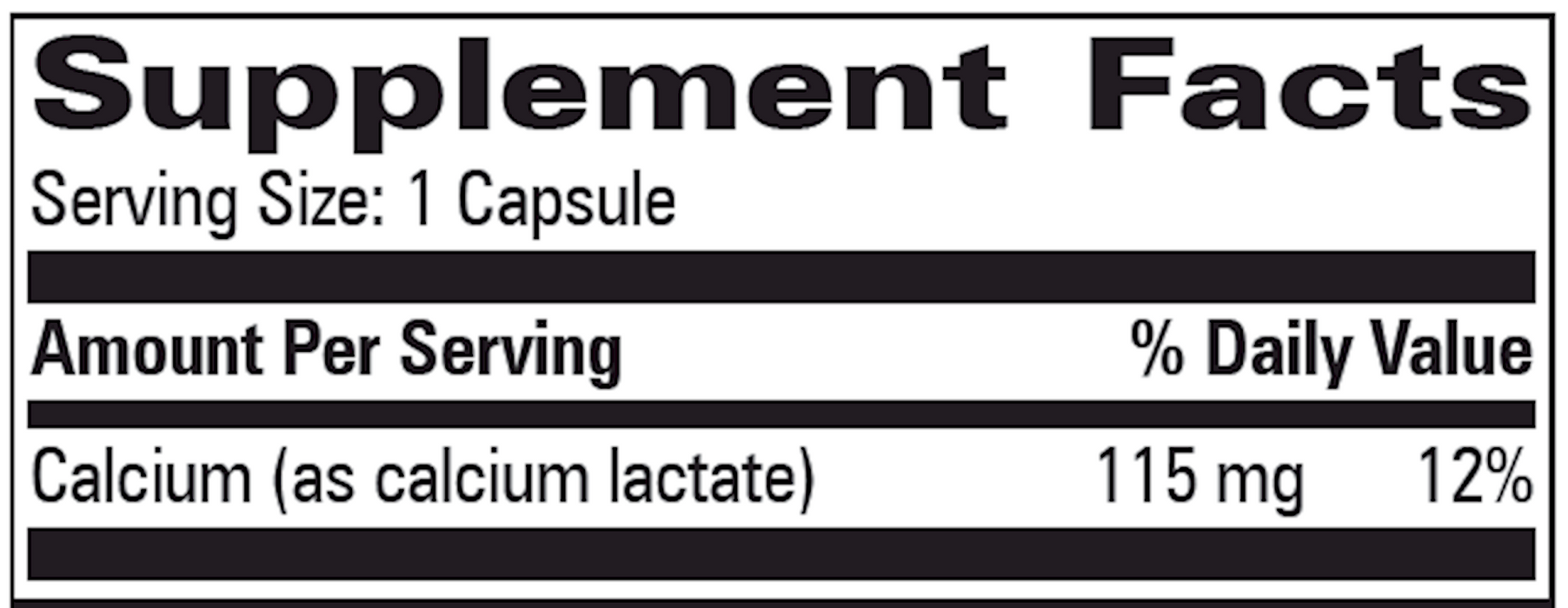Progressive Labs Calcium Lactate 115 mg 100 caps