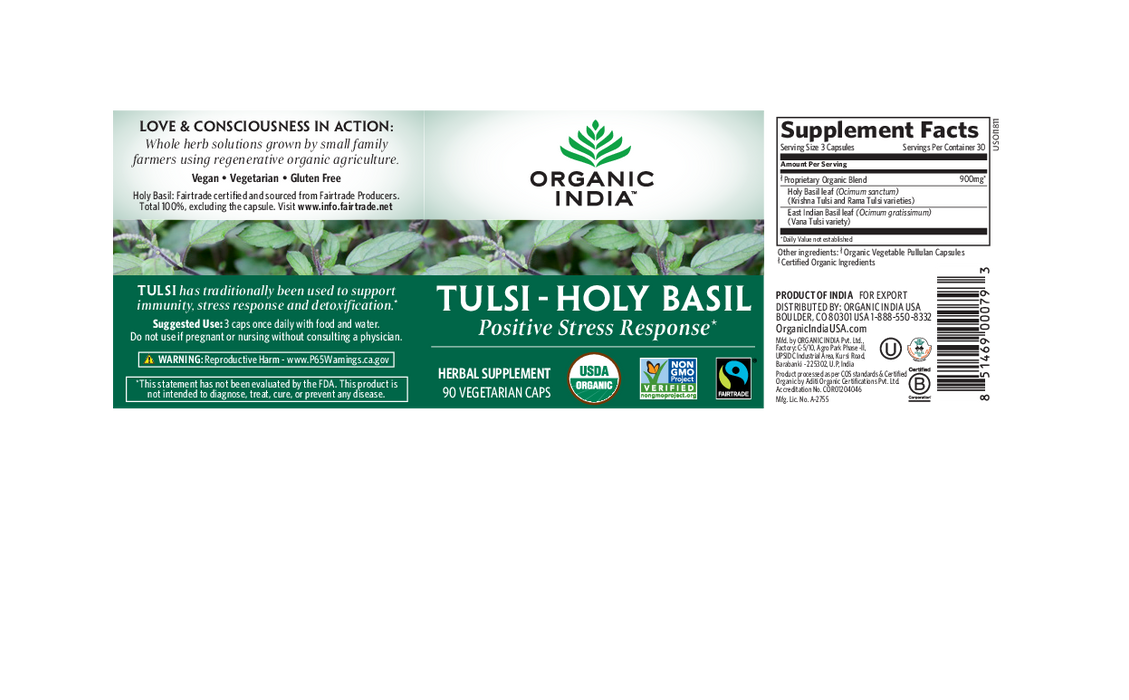 Organic India Tulsi Holy Basil 90 vegcaps