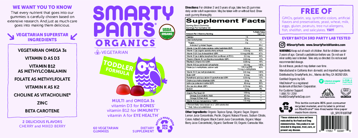SmartyPants Vitamins Toddler Formula Organic 60 gummies