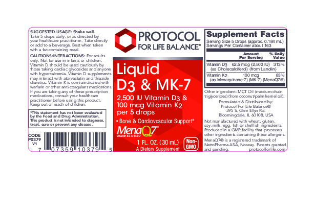 Protocol For Life Balance Liquid Vit D3 & MK-7 1 fl oz