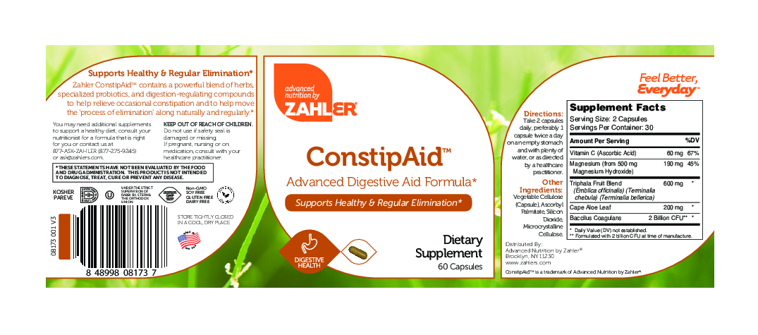Advanced Nutrition by Zahler ConstipAid  60 caps