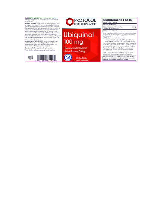 Protocol For Life Balance Ubiquinol 100 mg 60 gels