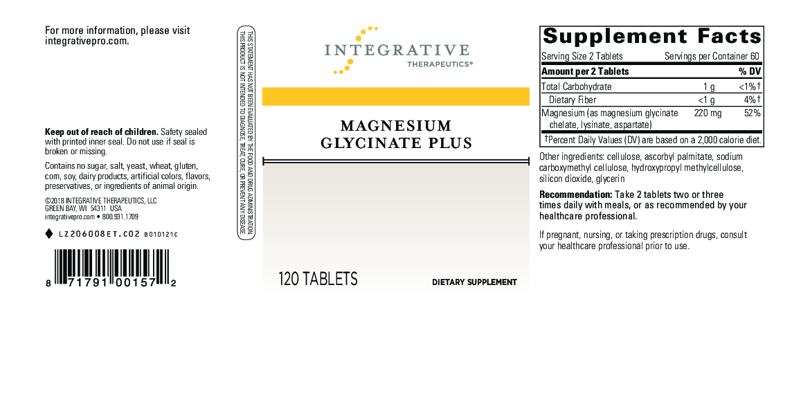 Integrative Therapeutics Magnesium Glycinate Plus 120 tabs
