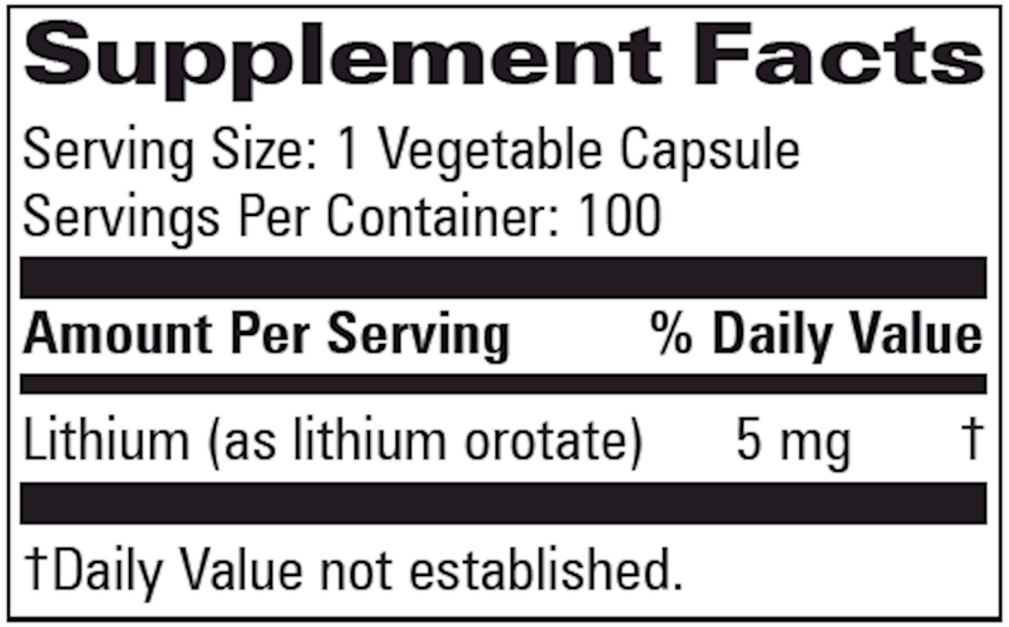 Progressive Labs Lithium Orotate 5mg 100 vegcaps