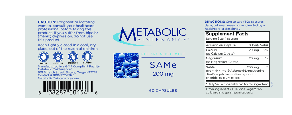 Metabolic Maintenance SAMe 200 mg 60 caps