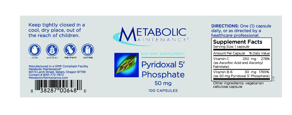 Metabolic Maintenance Pyridoxal 5 Phosphate 100 caps