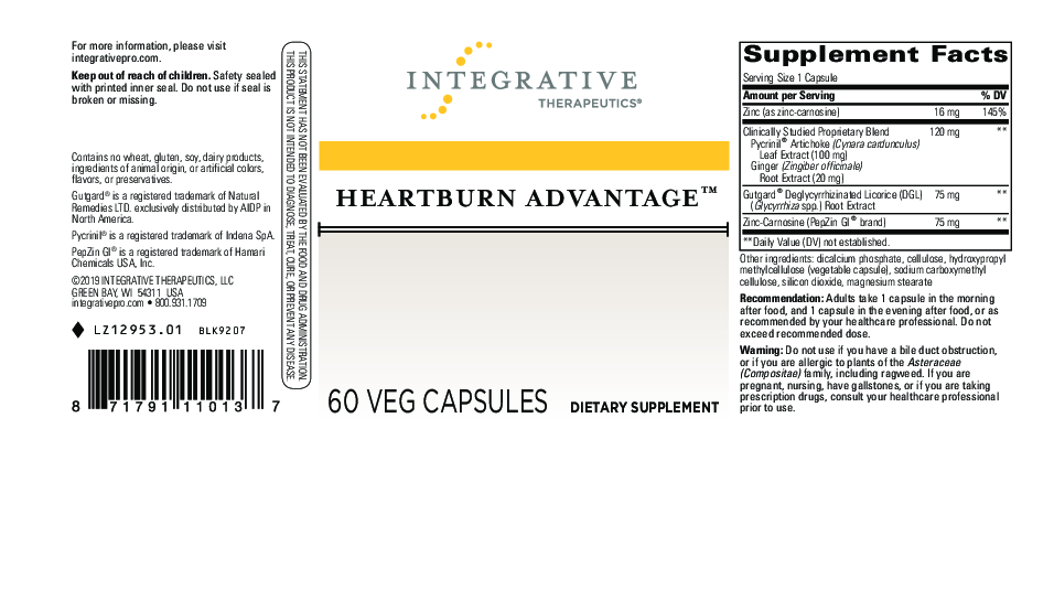 Integrative Therapeutics Heartburn Advantage   60 vegcaps