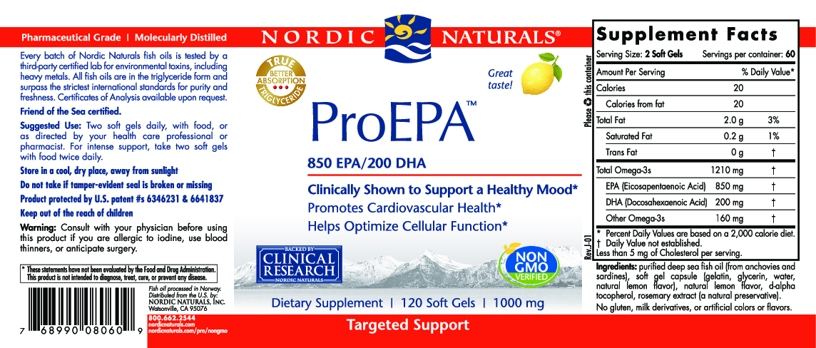 Nordic Naturals ProEPA (Lemon Flavor) 120 gels