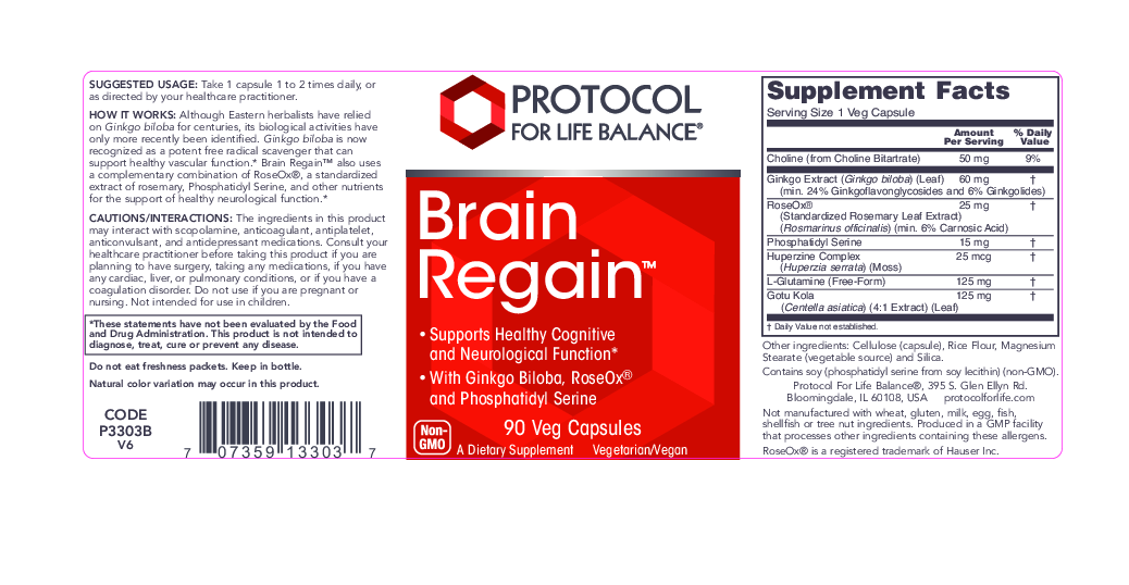 Protocol For Life Balance Brain Regain  90 vegcaps