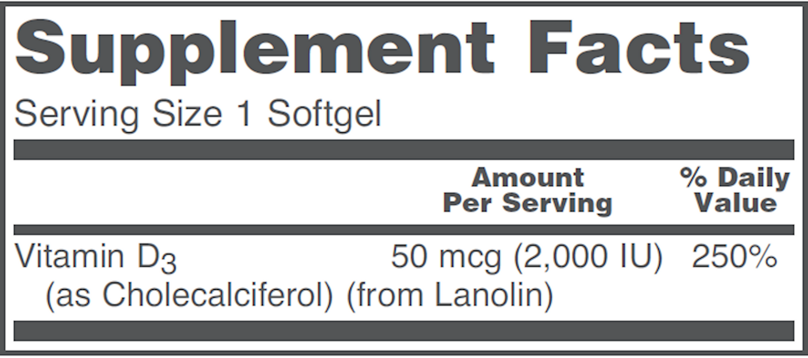 Protocol For Life Balance Vitamin D3 2000 IU 120 softgels