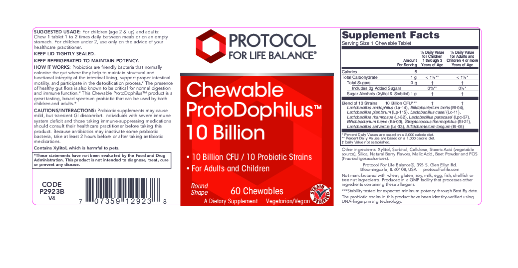 Protocol For Life Balance ProtoDophilus 10 billion 60 chews