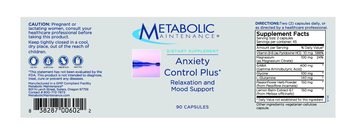 Metabolic Maintenance Anxiety Control Plus 90 caps