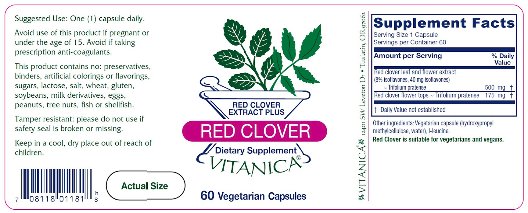 Vitanica Red Clover 60 caps