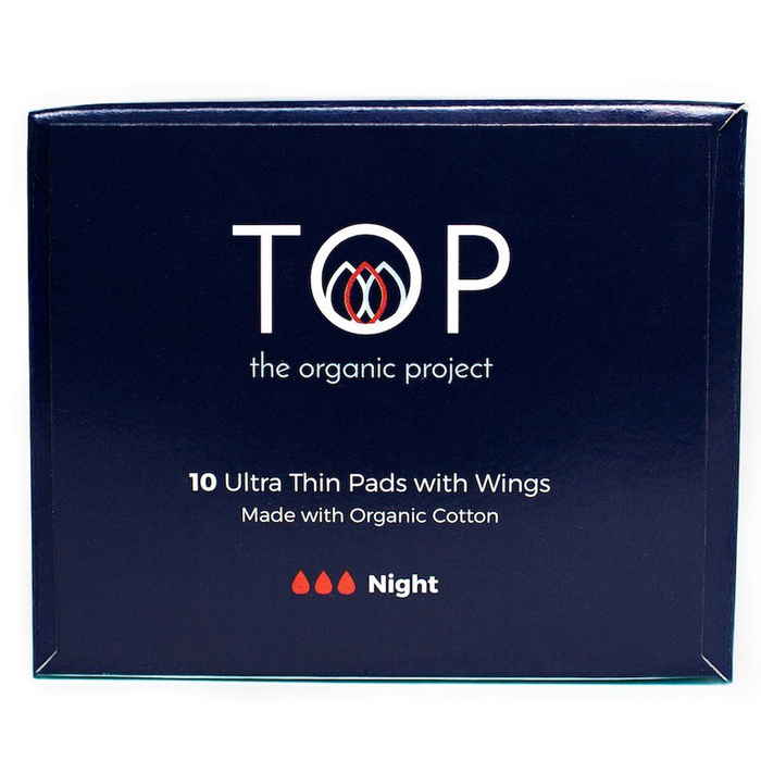 TOP TOP Organic Pad UL THN w/wings Nght 10ct