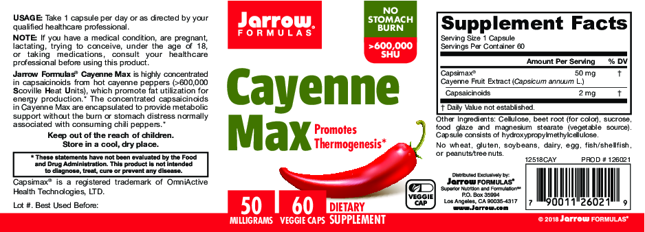 Jarrow Formulas Cayenne Max 60 vegcaps